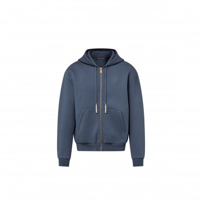 LOUIS VUITTON EMBROIDERED ZIPPED JERSEY HOODIE 1AFRB1